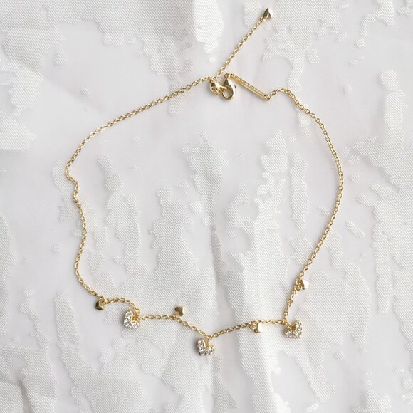 Alicia Bonnie Isabella Gold Charm Necklace White Crystal - Picture 3 of 4